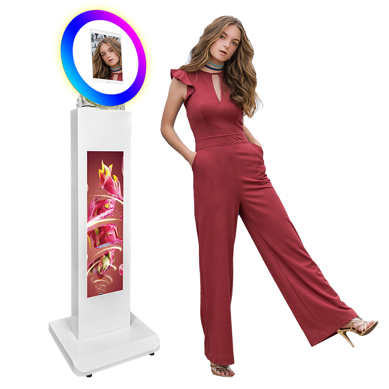 Zemin iPad Fotoğraf Kabini Stand LCD Selfie Machine Paylaşım İstasyonu, 10.2 iPad için