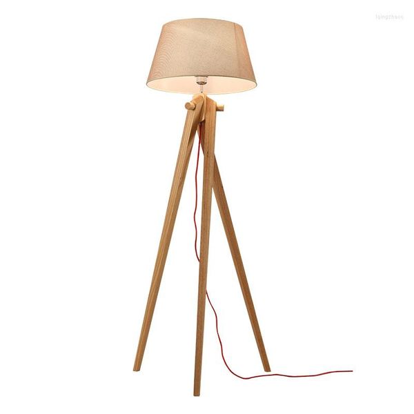 Lampadaires 100% qualité moderne Europe original bois lin tissu LED E27 lampe avec interrupteur au pied pour salon chambre H 150 cm 1714