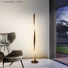 Lampadaires 2022 Lampadaire moderne à gradation à distance pour salon chambre à coucher décor en aluminium acrylique forme en spirale LED éclairage de support intérieur Q231016