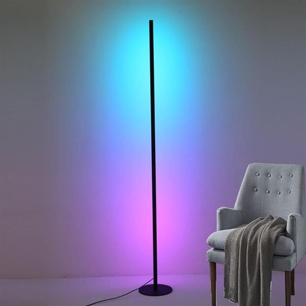 Lampadaires 80cm Lampe d'angle LED moderne RVB Lumière colorée Télécommande multi-modes Bar Salon Chevet Fond Atmospher317p