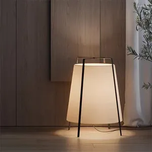 Lampadaires Akane Beige Lampe Japonaise Wabi Sabi Rétro Shade Tissu Moderne Chambre Designer Art Couloir Salon Debout