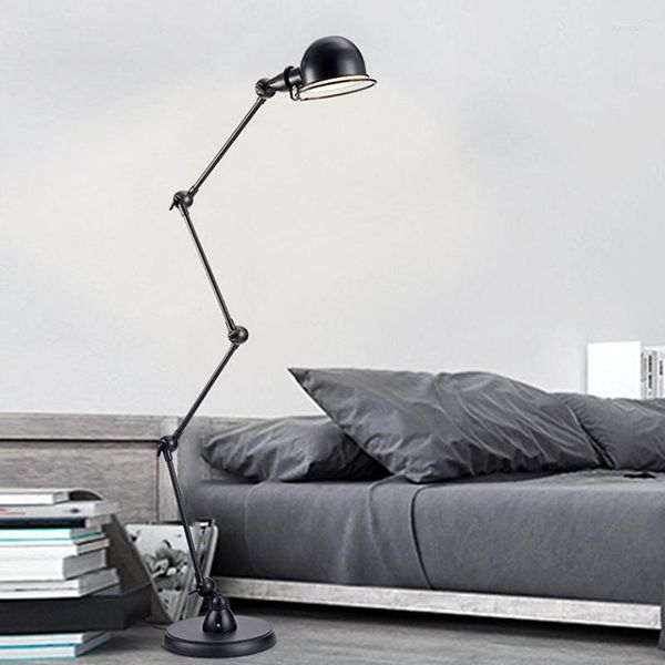 Lámparas de pie Lámpara de la industria americana Dormitorio creativo simple Luces LED para sala de estar Estudio Mecánico de pie