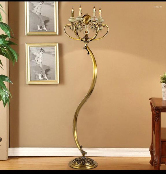 Lampadaires américains rétro cuivre jade lampe personnalité créative classique salon étude chambre S type