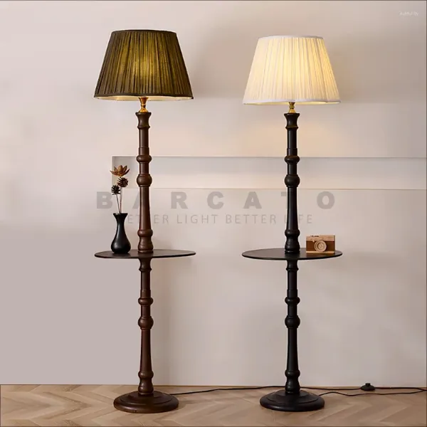 Lampadaires américains rétro à lampe à bois massif rétro noix e27 Atmosphère Stand Lights Home Decor Sofa Table Salon Room Corner