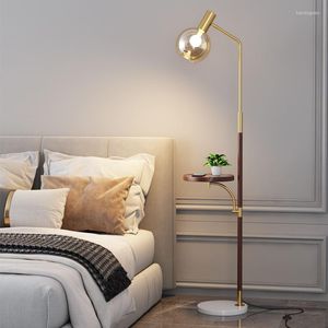 Floor Lamps American Vintage Wireless Charging Function Led Lamp Living Room Sofa Side Standing Shelf Bedroom Bedside Lights