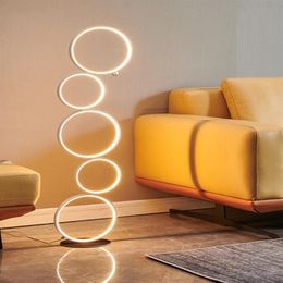 Vloerlampen Anillo Moderno Lampara LED De Pie Arte Interieur Decoracion Casa Piso Interruptor Tactil Para Luz La Sala236Y