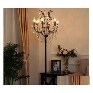 Vloerlampen Antiek Rustiek Ijzeren Kristallen Lamp Woonkamer Decor Led Licht Slaapkamer Bruiloft Vintage Studie Tafellampen Drop Levering Li Dhzcn