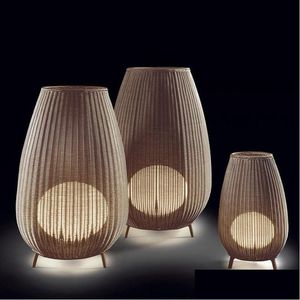 Lampadaire asiatique rotin naturel debout lumières salon chambre et jardin jardin pelouse étanche paysage drop livraison dhljr