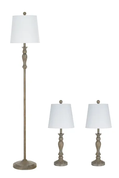 Lampadaires Better Homes Gardens Modern Farmhouse Ensemble de 3 tables et lampes Finition bois