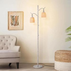 Lampadaires Lampe Boho pour chambre à coucher - Ferme rustique avec variateur d'éclairage Base Stury Abat-jour en osier