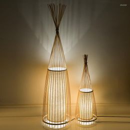 Vloerlampen Chinese bamboe led staande voor woonkamer decoratieve lichten lampara de taartlamp