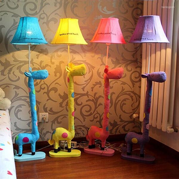 Lámparas de pie Decoración Lámpara de pie Tela Animal Azul / Amarillo / Rosa Manchado Jirafa Iluminación para niños Luz para sala de estar Dormitorio