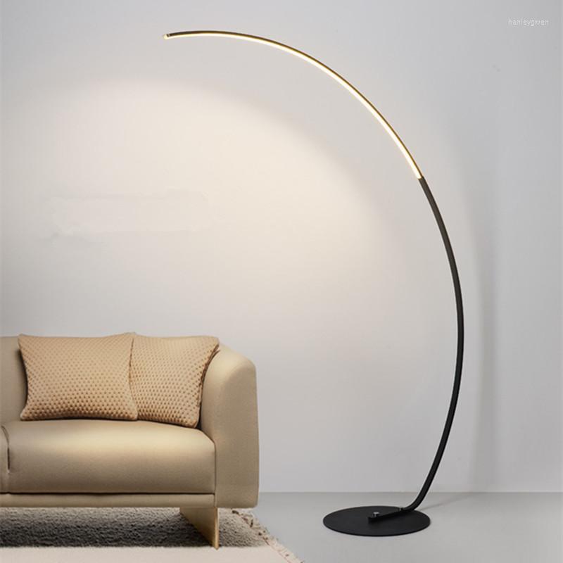 Golvlampor Design Lamp Creative Long Brown White Arc Bedroom Study Street Standing For Living Room