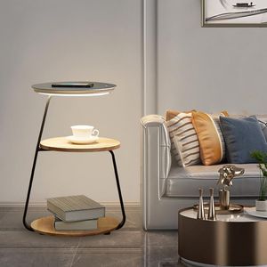 Vloerlampen Design Sense Sofa bedlichten geïntegreerde verticale LED -lamp Moderne draadloos opladen Woonkamer Plank Thee