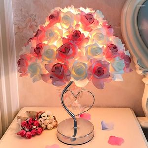 Lampes de sol Lampe de table européenne Rose Fleur LED Veilleuse Chevet Accueil Fête de mariage Décor Ambiance Éclairage de sommeil