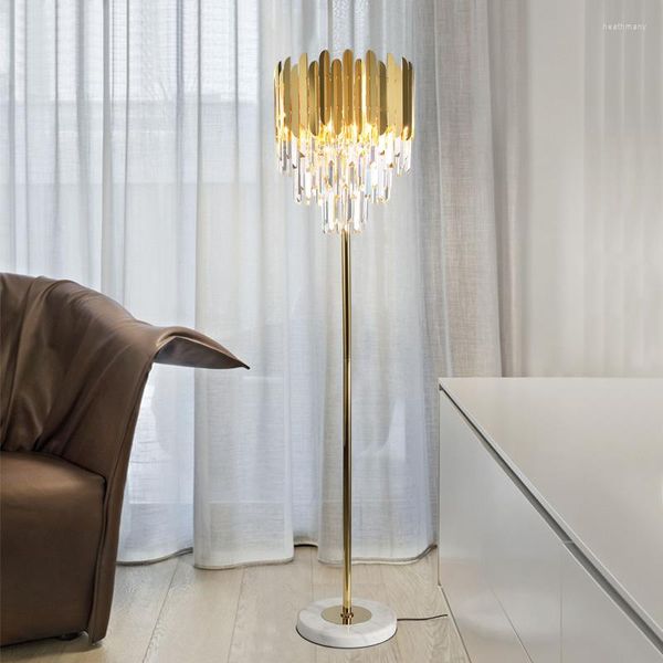 Lampadaires FKL Support de lampe en cristal moderne pour salon lecture chambre debout luminaires d'intérieur