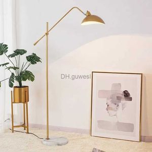 Vloerlampen Industri Vloerlamp Scandinavisch goud Eenvoudig metalen hoeklamp Marmeren voetlamp Verstelbare lengte Licht Woonkamer Interieur Ligh YQ240130