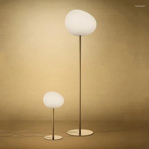Lampadaires design italien oeuf d'autruche créatif ovale abat-jour lampe sur pied décor de salon blanc/noir/or Base lumières de chambre