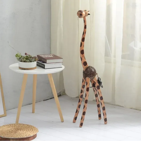 Lampadaires L Petite lampe de table Girafe Cadeau Noix de Coco Charbon Chambre Chevet Net Ambiance Rouge Fait Main