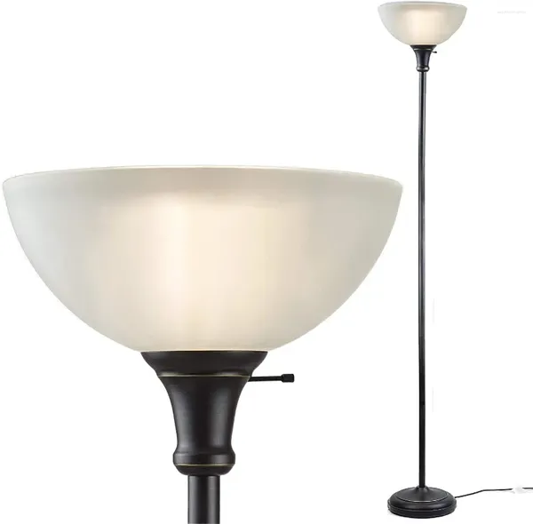 Lámparas De Pie Lámpara Con Pantalla De Tazón De Vidrio Blanco Esmerilado - Para Decoración De Habitación Dormitorio Livin