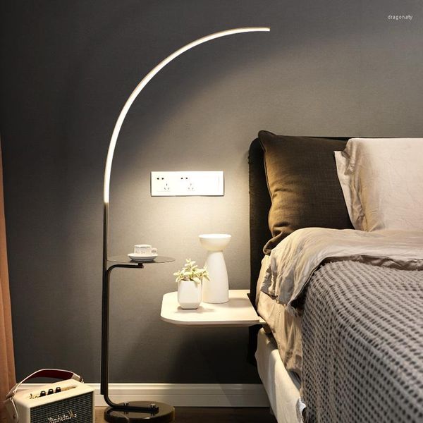 Lampadaires LED Art Maison Intérieur Salon Noir Blanc Or Minimaliste Décor Lumière Chambre Foyer Table D'angle
