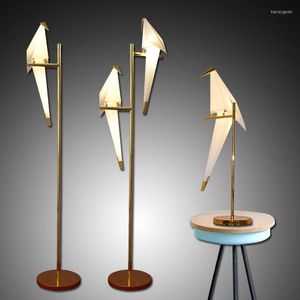 Vloerlampen Led Bird Paper Lamp Home Deco Modern Goud Staande Slaapkamer Woonkamer Origami Licht Studie Leestafel