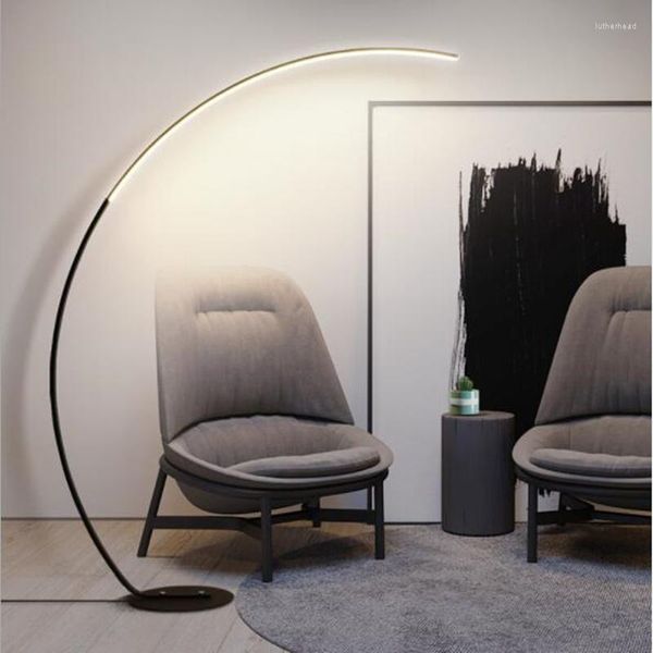 Lámparas de pie, lámpara Led, luz de esquina, moderna, minimalista, nórdica, sala de estar, dormitorio, luces creativas de decoración de arco Ins