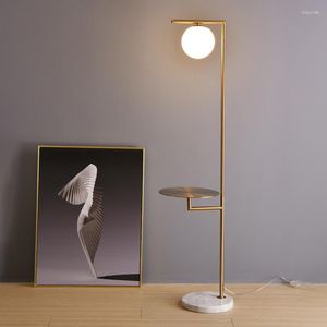 Lâmpadas de assoalho LED lâmpada luz moderna minimalista sombra de vidro mesa de chá um corpo nordicliving sala de estar decoração de pé quarto cabeceira