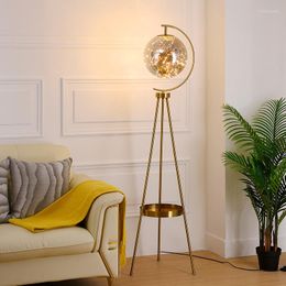 Lampadaires LED lampe de luxe nordique salon chambre chevet éclairage sur pied créatif boule de verre stockage Luminaires verticaux