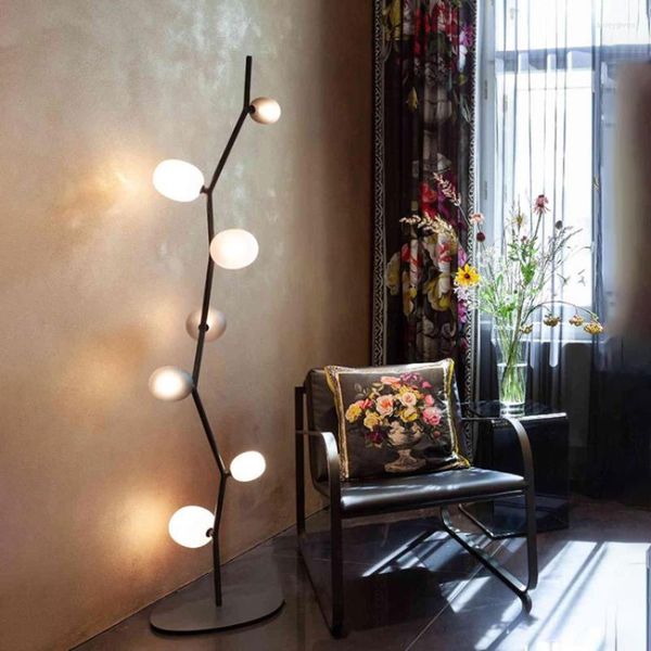 Lampadaires LED Suspension Art Nordic Creative Design Ivy Glass Shade Living Home Decor Canapé Coin Debout Lumière Chambre Chevet