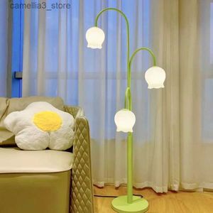 Lampadaires Muguet crème vent lampadaire fleur chambre d'enfant lampe de chevet verticale chambre lampe d'ambiance Q231016
