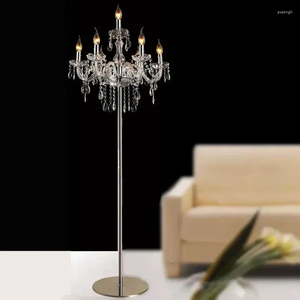Lampadaires de luxe Brief de mode de chevet romantique K9 Crystal Lights For Living Room Modern Standing Lamp Lighting Fixture
