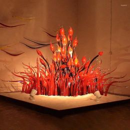 Lampes de sol Lampe d'herbe de luxe Murano Sculpture de fleurs en verre pour El Hall Hall Projet Art Craft
