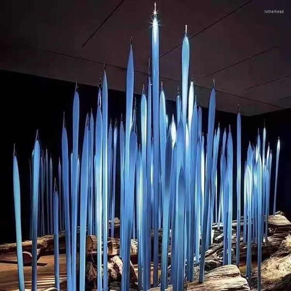 Lámparas de pie de lujo hechas a mano, arte soplado, cristal de Murano, punta alta, decoración de jardín al aire libre, escultura