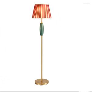 Vloerlampen mediterrane streep lampenkap keramische lamp voor slaapkamerbed woonkamer foyer studeer leesavond staan ​​190134