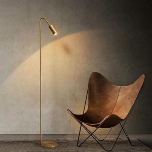 Lampadaires Minimaliste En Laiton LED Lampe Salon Chambre El Chambre Lumières Or Cuivre Haute Qualité Nordic LuminairesFloor