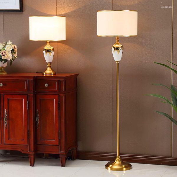 Lampadaires lampe en céramique moderne Foyer canapé coin cuivre porcelaine européenne luxe liseuse 160 cm D33101
