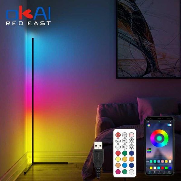 Lampadaires Moderne Coin Lampe Led RGB Nordique Décoration Coloré Intelligent Debout Intelligent Pour Salon Chambre Décor Veilleuse