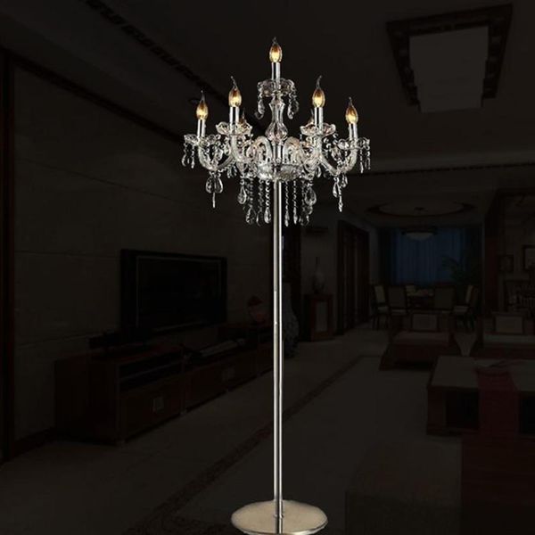 Lampadaires Moderne Cristal Lampe Pour Salon Restaurant De Mariage Décor Classique Bureau E14 Chandelier Fixtures204Z