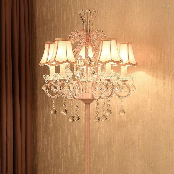 Lampadaires tissu moderne cristal princesse chambre mode romantique salon lumière étude luminaire
