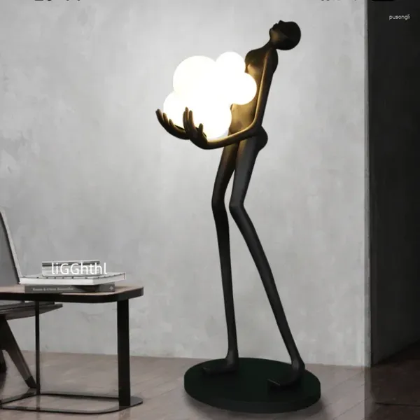 Lampadaire moderne sculpture de l'art humanoïde moderne lampe à la maison pour exposition El Glass Steel Grands ornements décoratifs