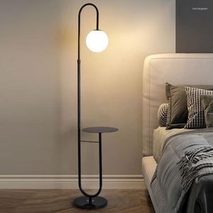 Lampadaires Lampe Moderne LED Debout Avec Table Ronde Boule De Verre Art Déco Salon Liseuses El Chambre Chevet