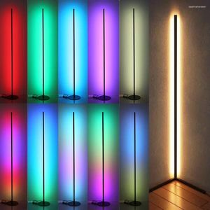 Vloerlampen Moderne LED-hoek RGBW-lamp Eenvoudige staaf voor woonkamer Slaapkamer Sfeer Staande verlichtingsarmaturen voor binnen