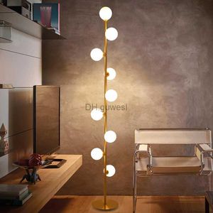 Vloerlampen Moderne LED Glazen Bollen Vloerlamp Woonkamer Slaapkamer Studeerkamer Decor Staande Licht Thuis Binnen Goud Nordic Kunst Nachtkastje Licht YQ240130