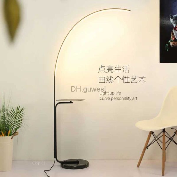 Lampadaires Lampe LED moderne créatif Arc debout marbre pêche lumière salon canapé lumière d'ambiance ins lecture décor YQ240130