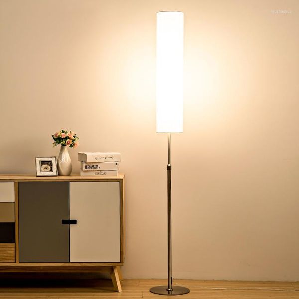 Lampadaires Moderne LED Nordique Simple Lampe Hauteur Réglable En Acier Inoxydable Et Tissu Matériel Vertical Éclairage Intérieur E27 Socket