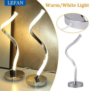 Vloerlampen Moderne LED-spiraaltafellamp Wit Warm Woonkamer Acryl Metaal Oogbescherming Lezen Leren Bureau Bedlampje