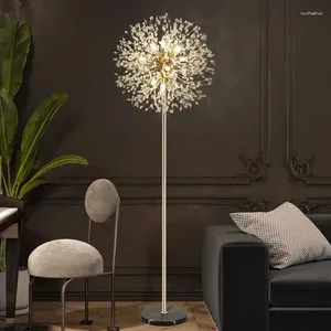 Lampadaires modernes de luxe cristal lampe à LED or chrome couleur pissenlit lumière debout pour salon chambre décor à la maison