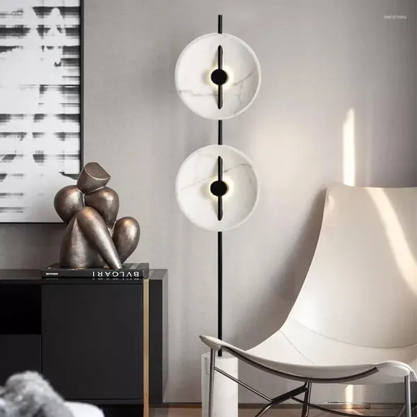 Lampadaires Lampe en marbre moderne rétro blanc LED design créatif embellissement chaleureux salon debout