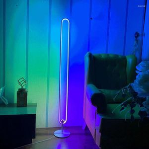 Vloerlampen moderne Noordse creativiteit externe led licht luxe ontwerp metaal RGB staande lamp voor woonkamer slaapkamer foyer